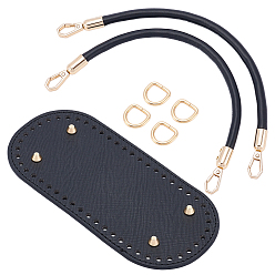 Черный Набор для изготовления сумок из искусственной кожи., в том числе 2шт. ручек для сумок, 1дно сумки и 4застежки-кольца, для самостоятельного изготовления сумок, золотой свет, чёрные, Ручка: 310x13x10.5 мм