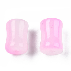 Бледно-Розовый Прозрачные брызги, окрашенные распылением, бамбуковую палку, розовый жемчуг, 12x8 мм, отверстие : 1.6 мм