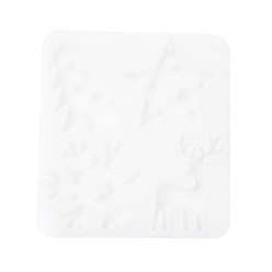 Mixed Shapes Силиконовые формы на рождественскую тему, подвесные формы, формы для литья гипсовой смолы, белые, разнообразные, 122x110x9 мм, отверстие : 3 мм, внутренний диаметр: 54~62x40~55 мм