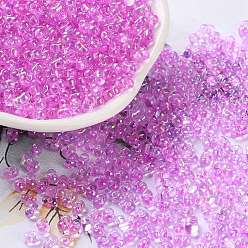 Темно-Розовый Стеклянный бисер с цветным покрытием ab, прозрачные цвета радуги, арахис, темно-розовыми, 4~4.5x2~2.5x2~2.5 мм, отверстие : 0.8~0.9 мм, Около 10000 шт / фунт