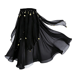 Black Spandex Skirt, with Iron Charm, for Party, Belly Dance, Garment Decoration, Black, 880x295x8mm