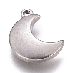 Stainless Steel Color 304 Stainless Steel Charms, Moon, Stainless Steel Color, 14x11x3mm, Hole: 1.4mm