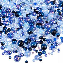 Синий 1 набор кабошонов из смолы, полукруглый, имитации жемчуга, синие, 3~10x1~4.5 мм