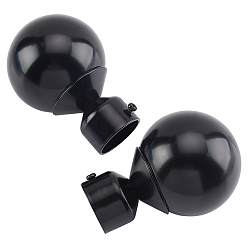 Black 2Pcs Iron Round Curtain Rod Finials, Screws Curtain Rods, Black, 89x60mm