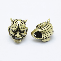Antique Bronze Brass Beads, Long-Lasting Plated, Cadmium Free & Nickel Free & Lead Free, Devil, Antique Bronze, 19x16x14mm, Hole: 6mm