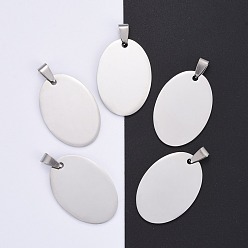 Нержавеющая Сталь Цвет Устойчивые к потускнению 304 подвески из нержавеющей стали, зеркальная полировка, пустые теги тиснения, овальные, цвет нержавеющей стали, 36x25x1.8 мм