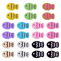 Mixed Color 44Pcs 11 Colors Fish Spray Painted Alloy Enamel Beads, Rack Plating, Cadmium Free & Nickel Free & Lead Free, Mixed Color, 8x13.5x3mm, Hole: 1.5mm, 4pcs/color