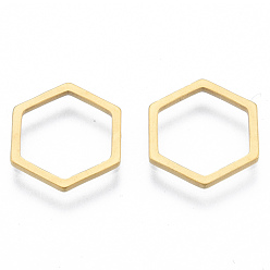 Золотой 201 нержавеющей стали связывающий кольца, шестиугольник, золотые, 12x14x1 мм, внутренний диаметр: 10x11.5 мм