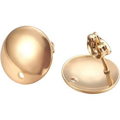 Golden 30Pcs Ion Plating(IP) 304 Stainless Steel Stud Earring Findings, Flat Round, for DIY Earring Making Kits, Golden, 12mm, 13x2mm, Pin: 0.8mm, 30pcs
