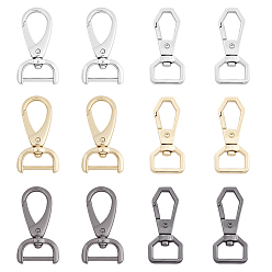 Mixed Color 12Pcs 6 Style Alloy Swivel Clasps, Bag Replacement Accessories, Mixed Color, 2pcs/style