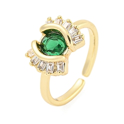 Настоящее золото 18K 304 кольцо-манжета с открытым глазом из нержавеющей стали и кубическим цирконием для женщин, реальный 18 k позолоченный, 9.5 мм, внутренний диаметр: регулируемый