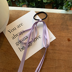 Lavendel Tuch elastische Haarschmuck, für Mädchen oder Frauen, Haargummis mit Schleife und langem Bandschwanz, Haarschleifenband, Pferdeschwanzhalter, Lavendel, 330 mm