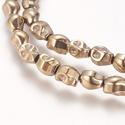 (252) Цвет внутри: морской / фиолетовый на подкладке Гальванические немагнитная синтетический гематит бисер пряди, класс АА, череп, античная бронза покрытие, 5.5x4.5x5 мм, отверстие : 1 мм, около 65 шт / нитка, 15.7 дюйм (40 см)