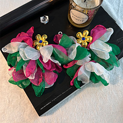 Разноцветный Серьги-гвоздики из сплава с кисточками и цветами ручной работы, золотые, красочный, 150x160 мм