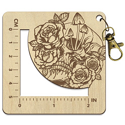 Skull Деревянная квадратная рамка для вязания крючком линейка, калибр вязальных спиц, череп, 7.6x7.6x0.5 см, отверстие : 5 мм