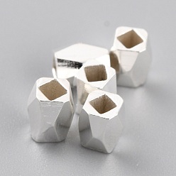 Посеребрённый Spacer бисер латунные, долговечный, граненые колонки, 925 серебро покрытием, 4x3~3.5 мм, отверстие : 1.6 мм