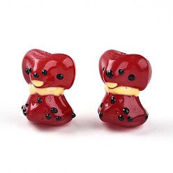 Темно-Красный Эмалевые бусины ручной работы в технике лэмпворк, собака, темно-красный, 17.5~18x14~14.5x12~13.5 мм, отверстие : 1 мм