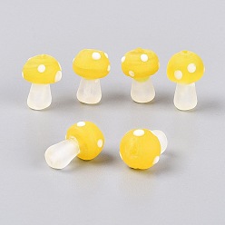 Oro Hebras de cuentas de cristal de murano hechas a mano heladas, seta, oro, 15~18x11~12.5 mm, agujero: 0.9~1.6 mm, sobre 30 unidades / cadena, 19.69~20.08 pulgada (50~51 cm)