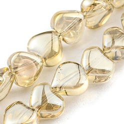 Светлый Золото-желтый Полностью покрытые гальваническим способом стеклянные бусины, сердце, светлый золотарник желтый, 5.5x6x4 мм, отверстие : 0.9 мм, около 110 шт / нитка, 23.23 дюйм (59 см)