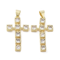 Прозрачный Поперечные латунные микро проложить кубического циркония подвески, без кадмия и без свинца, долговечный, реальный 18 k позолоченный, прозрачные, 28x15.5x3 мм, отверстие : 4.5x3.5 мм