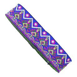 Dunkelviolett Polyesterband mit Stickerei und Blumen im Ethno-Stil, Wohnung, Kleidungszubehör, dunkelviolett, 1-1/4 Zoll (33 mm), ca. 7.66 Yards (7 m)/Stk
