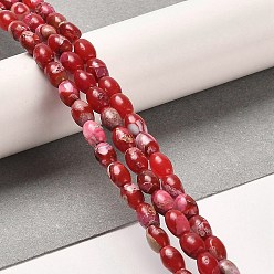 Red Synthetic Regalite/Imperial Jasper/Sea Sediment Jasper Beads Strands, Dyed, Rice, Red, 6x4~4.5mm, Hole: 0.9mm, about 67pcs/strand, 15.94 inch(40.5cm)