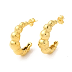 Round Golden 304 Stainless Steel Stud Earrings, Half Hoop Earrings, Round, 24.5x8mm