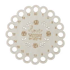 Antique White Wooden Embroidery Thread Plate, Cross Stitch Threading Board Tools, Flower, Antique White, 14cm