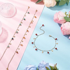 (52) Непрозрачная лаванда 3 шт. 3 цвета окрашенные натуральные полосатые агатовые круглые и 304 нержавеющая сталь в форме ракушки браслеты с кисточками для женщин, разноцветные, 9-1/8 дюйм (230 мм), 1 шт / цвет