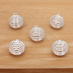 Серебро Латунные подвески, аксессуары для заколок-пружинок, шейкерный шар, серебряные, 15 мм