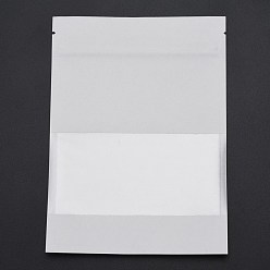 Белый Крафт-бумага с открытым верхом сумки на молнии, мешки для хранения продуктов, закрывающиеся пакеты, для хранения упаковки, со слезоточивыми насечками, прямоугольные, белые, 18.1x13.1x0.2 см, внутренней меры: 12 см, окно: 13x6.2 см, односторонняя толщина: 4.7 мил(0.12мм)