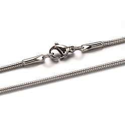 Stainless Steel Color Non-Tarnish 304 Stainless Steel Snake Chain Necklaces, with Lobster Claw Clasps, Stainless Steel Color, 24 inch(60.9cm), 1.5mm