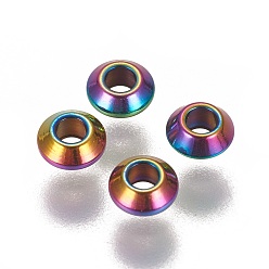 Rainbow Color Ионное покрытие (ip) 304 распорные втулки из нержавеющей стали, рондель, Радуга цветов, 4x2 мм, отверстие : 1.6 мм