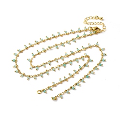 Амазонит Латунь кабель цепи ожерелье изготовление, с натуральным амазонитом, стойки покрытие, долговечный, реальный 18 k позолоченный, спаянный, 19.49 дюйм (49.5 см)