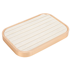 Beige Bandeja organizadora de anillos de terciopelo, 8-Bandeja expositora de joyería con ranura para anillos y pendientes, Rectángulo, crema, 202x300x27 mm