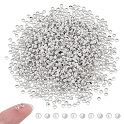 Серебро 1000 шт. латунные обжимные бусины, рондель, серебряные, 2x3 мм, отверстие : 2 мм