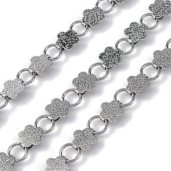 Нержавеющая Сталь Цвет 304 из нержавеющей стали цепи связи цветок, несварные, с катушкой, цвет нержавеющей стали, 11x9.5x3.5 мм