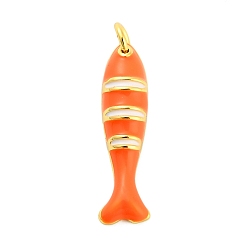 Сэнди Коричневый Латунь эмаль подвески, рыба, долговечный, стойки покрытие, без свинца и без кадмия, ионное покрытие (ip), реальный 18 k позолоченный, с целью перехода в кольце, песчаный коричневый, 24.5x6x4.5 мм