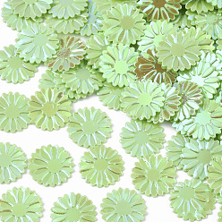 Зелено-Желтый Аксессуары для орнаментов, пластиковые пайетки / блестки из пвх, AB цвет, цветок, зеленый желтый, 9x0.5 мм, около 20000 шт / 500 г