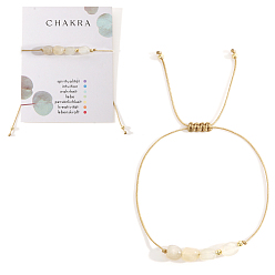 White Moonstone Браслеты из плетеных бусин с регулируемым плетением из натурального белого лунного камня чакра, Браслеты из нейлонового шнура для женщин и мужчин, внутренний диаметр: 11 дюйм (28 см)