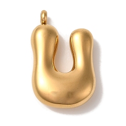 Letter U Ионное покрытие (ip) 304 подвески из нержавеющей стали, шарм-буква, золотые, Буква U, 25x15.5x6 мм, отверстие : 2 мм