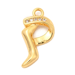 Letter P Латунные микро проложить кубического циркония подвески, без никеля , реальный 18 k позолоченный, Письмо P, 17x9x3 мм, отверстие : 1.6 мм