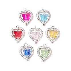 Сердце 7шт. подвески из сплава и стекла, сердце, 17x14x4.5 мм, отверстие : 1.6 мм