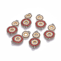 Разноцветный Японский бисер miyuki & toho ручной работы ссылки, Ткацкий станок, перегонный куб, красочный, 32~33x17x1.5~2 мм, отверстие : 2 мм