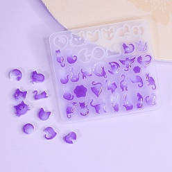 Белый Силиконовые формы, форма кошки, формы для литья смолы, белые, 68x74x3.8 мм, внутренний диаметр: 7~13x5~12 мм