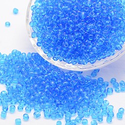 Озёрно--синий 15/0 стакан бисер, класс А, круглые, прозрачные цвета, Плут синий, 1.3~1.5 мм, отверстия : 0.5 mm, около 75000 шт / фунт