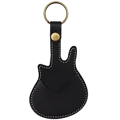Черный Кожаный брелок-держатель для медиатора, сумка-чехол для медиатора, с кольцом сплава, чёрные, 137 мм