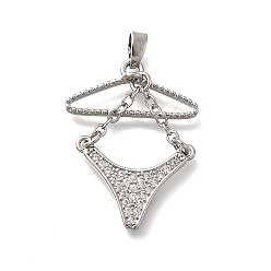 Платина Латунные микро проложить кубического циркония прелести, бикини, платина, 29x21.5x4 мм, отверстие : 5x2 мм