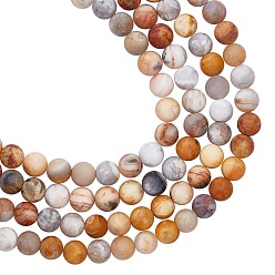 Crazy Agate Frosted Natural Crazy Lace Agate Round Bead Strands, 8mm, Hole: 1mm, about 47~49pcs/strand, 14.9~15.6 inch, 2strands/box
