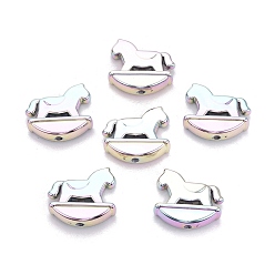 Разноцветный Непрозрачные акриловые бусины с УФ-покрытием, радужный, игрушечный конь-качалка, красочный, 26x28x8.5 мм, отверстие : 2.8 мм